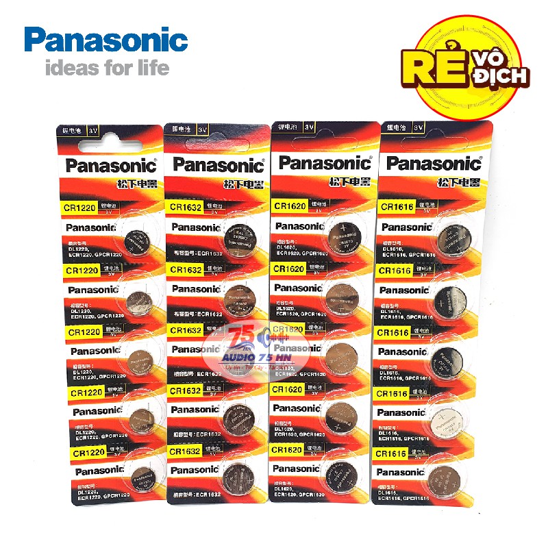 Vỉ 5 viên pin cúc Panasonic CR1632/ CR1620/ CR1616/ CR1220 - Panasonic chính hãng