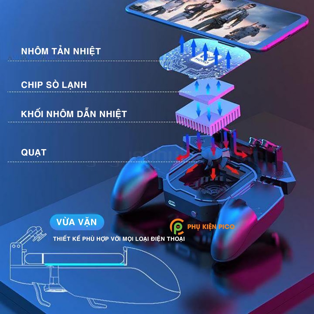 Tay cầm chơi game 6 ngón Memo DL88 tản nhiệt sò lạnh hỗ trợ nút kép PUBG Mobile/ Call of Duty/ROS/FreeFire | BigBuy360 - bigbuy360.vn