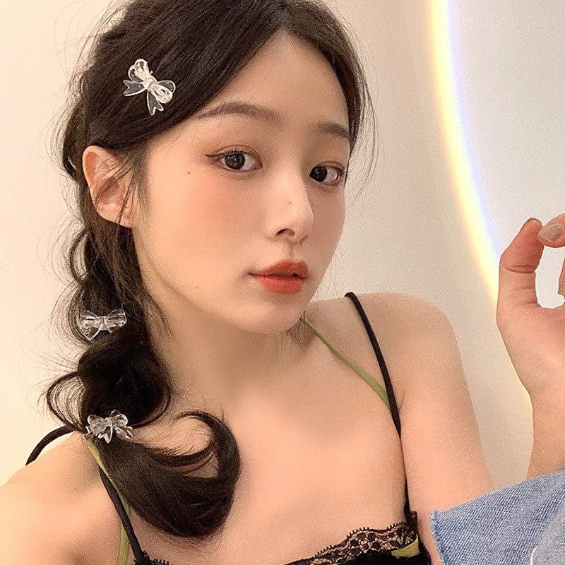 Set 6 Kẹp Tóc Nơ Trong Suốt Đáng Yêu Cho Nữ