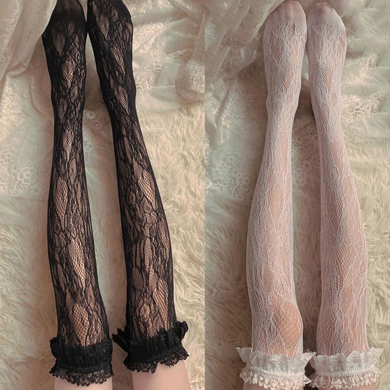Vớ lưới dài qua gối phong cách lolita Nhật Bản quyến rũ tùy chọn màu sắc cho nữ
