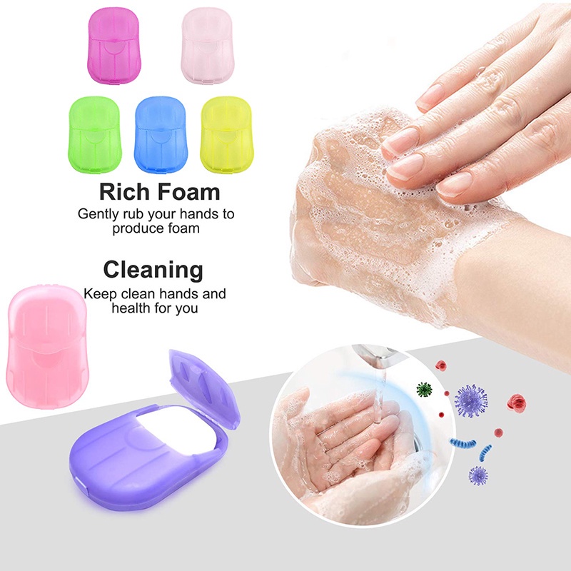 Set 20/50 Miếng Xà Phòng Giấy Dùng Một Lần Tiện Dụng Khi Đi Du Lịch