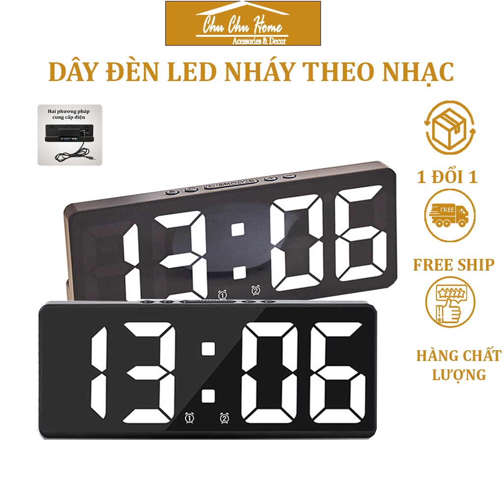 Đồng hồ báo thức kỹ thuật số led đơn giản để bàn, điều khiển bằng giọng nói