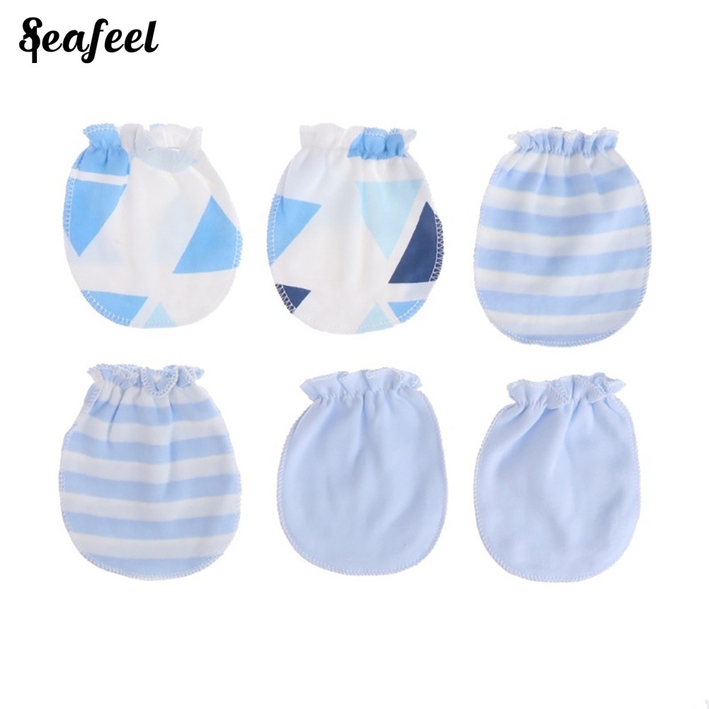 Set 3 Đôi Găng Tay Cotton Chống Trầy Xước Cho Bé Sơ Sinh