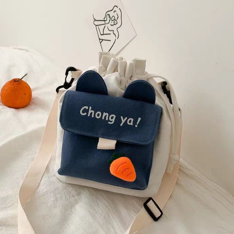 Túi Vải Canvas Đựng Điện Thoại Thiết Kế Dễ Thương Cho Nữ Sinh