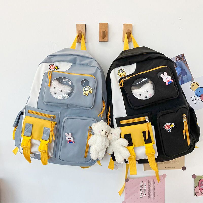 Balo ulzzang thời trang đi học sinh viên học sinh chống thấm nước - Đầu Gấu phối