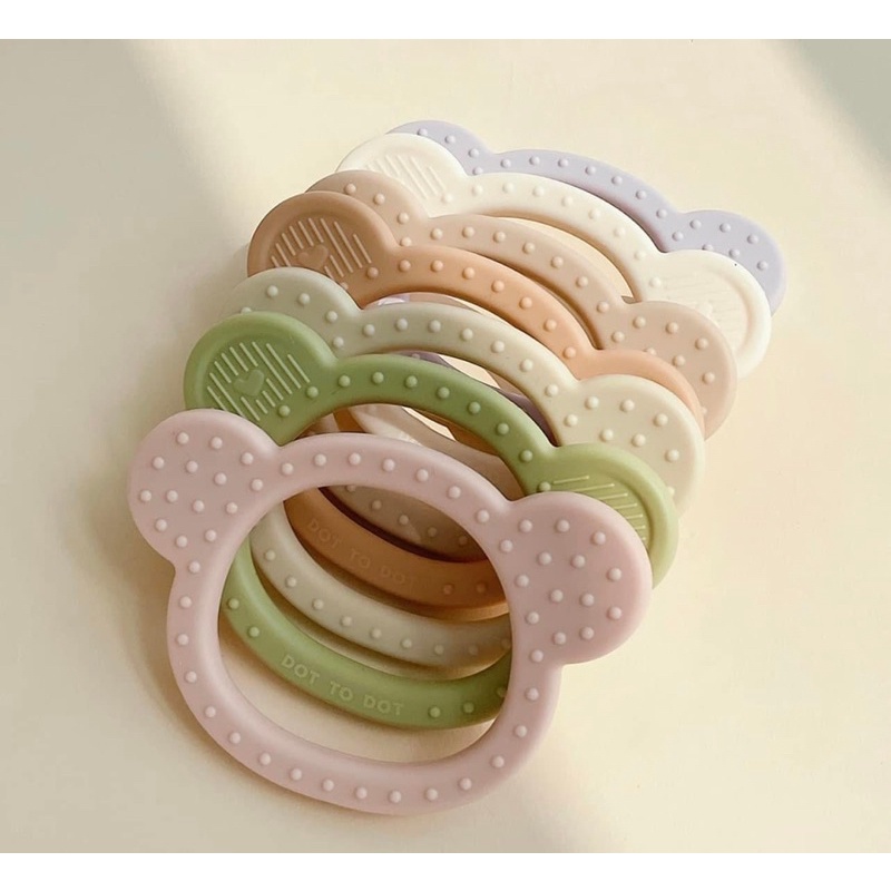 TI GIẢ / GẶM NƯỚU SILICONE GẤU DOTTODOT MÀU PASTEL - Hàn Quốc