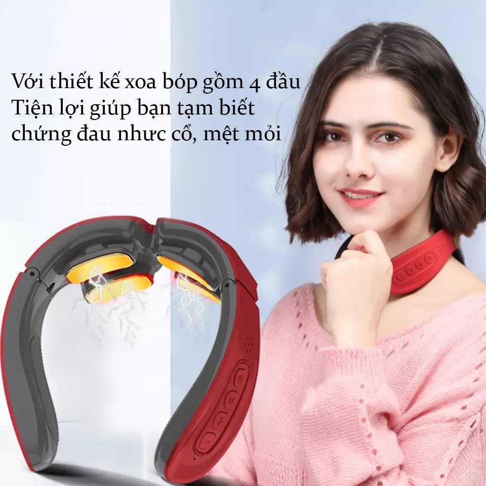 XẢ KHO - Máy Massage Cổ Và Vai Gáy Thông Minh 4 Điện Cực, 6 Chế Độ Massage , 9 Mức Cường Độ. - Chính hãng