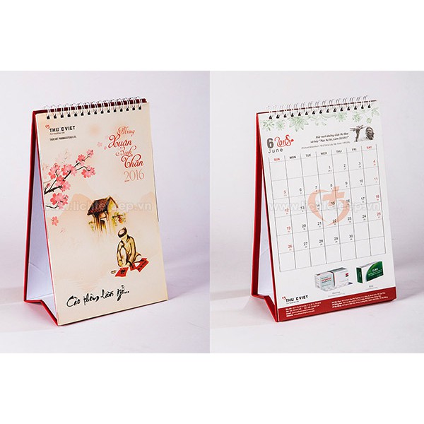 PHÔI LỊCH ĐỂ BÀN + GIẤY IN + LÒ XO