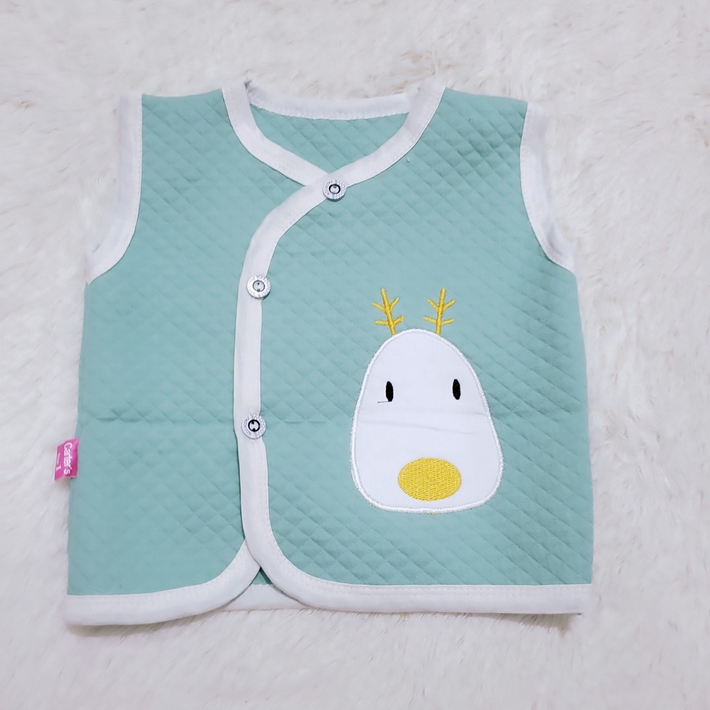 Áo gile nỉ xốp trần bông cài lệch sơ sinh cho bé trai/ bé gái (5-13kg)