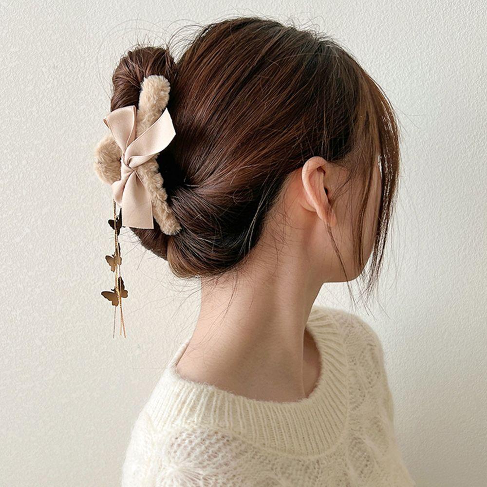 LAY Kẹp Tóc Càng Cua Đính Lông Giả Đáng Yêu