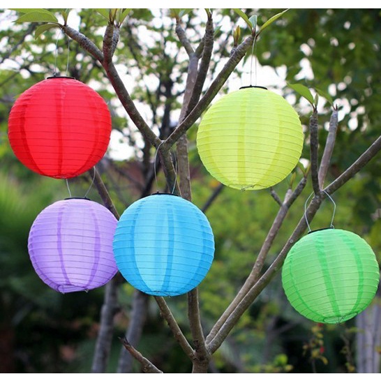 Đèn lồng trung thu LED năng lượng mặt trời 30cm chống thấm nước treo ki niệm trang trí sân vườn