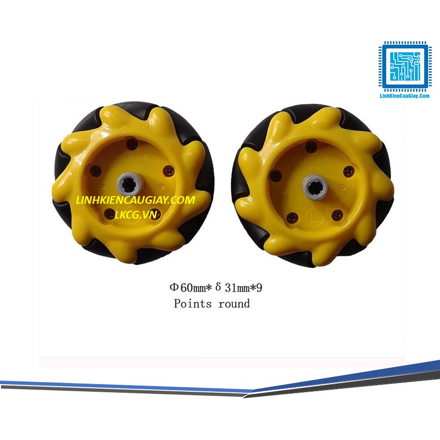 Bánh Xe Mecanum Đa Hướng 60mm (Gồm 4 bánh)