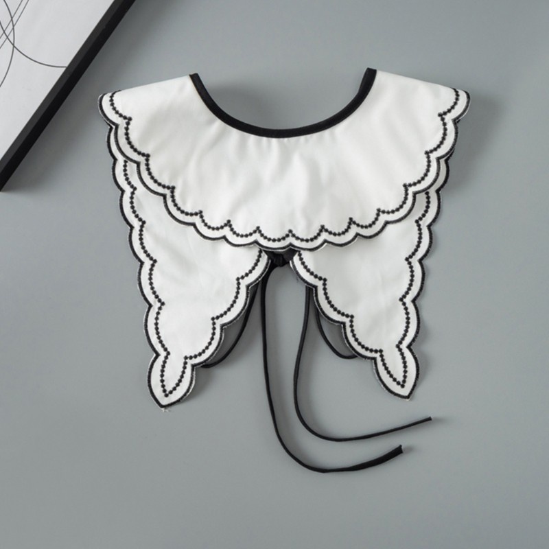 Cổ áo sơ mi giả có thể tháo rời phong cách pháp cho nữ dệt organza