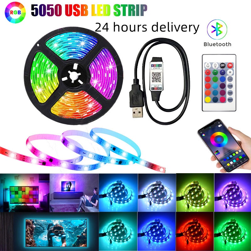 Dải Đèn LED RGB SMD 5050 24 Phím  Đèn Led TikTok quay TikTok, đèn màu trang trí video clip hỗ trợ các Tiktoker đại triệu views