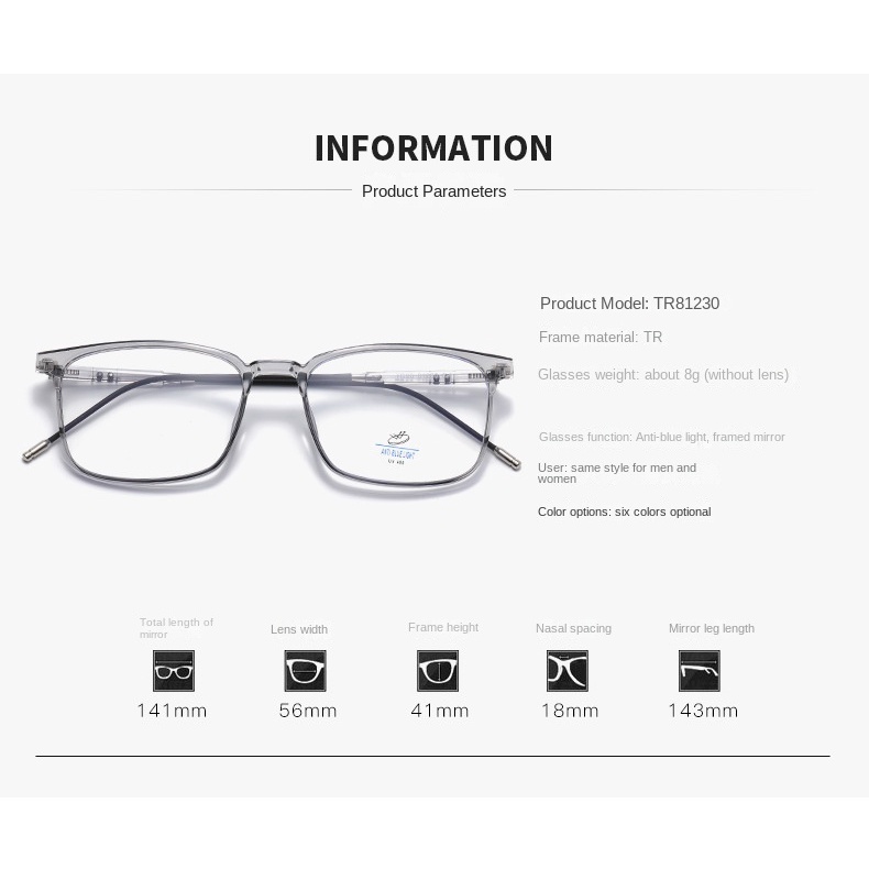 Kính Mát Gọng Vuông Nhỏ Chống Ánh Sáng Xanh tr90 Thời Trang Cho Nam Và Nữ