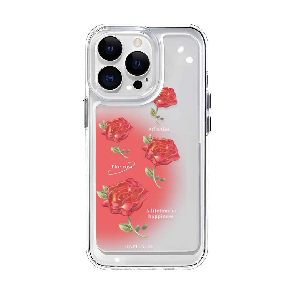 Ốp Điện Thoại Trong Suốt Họa Tiết Hoa Hồng Đỏ Gradient Cho iphone 14ProMax 14Plus 13 11 12 7Plus X XR