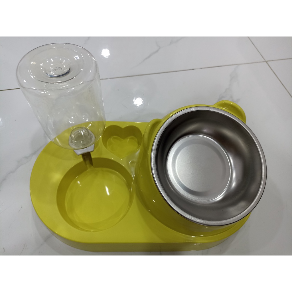 *Hoả tốc* Bát ăn chống gù cho mèo, chó - Bát ăn thú cưng hình gấu cao cấp có bình nước tự động siêu đẹp kích thước lớn