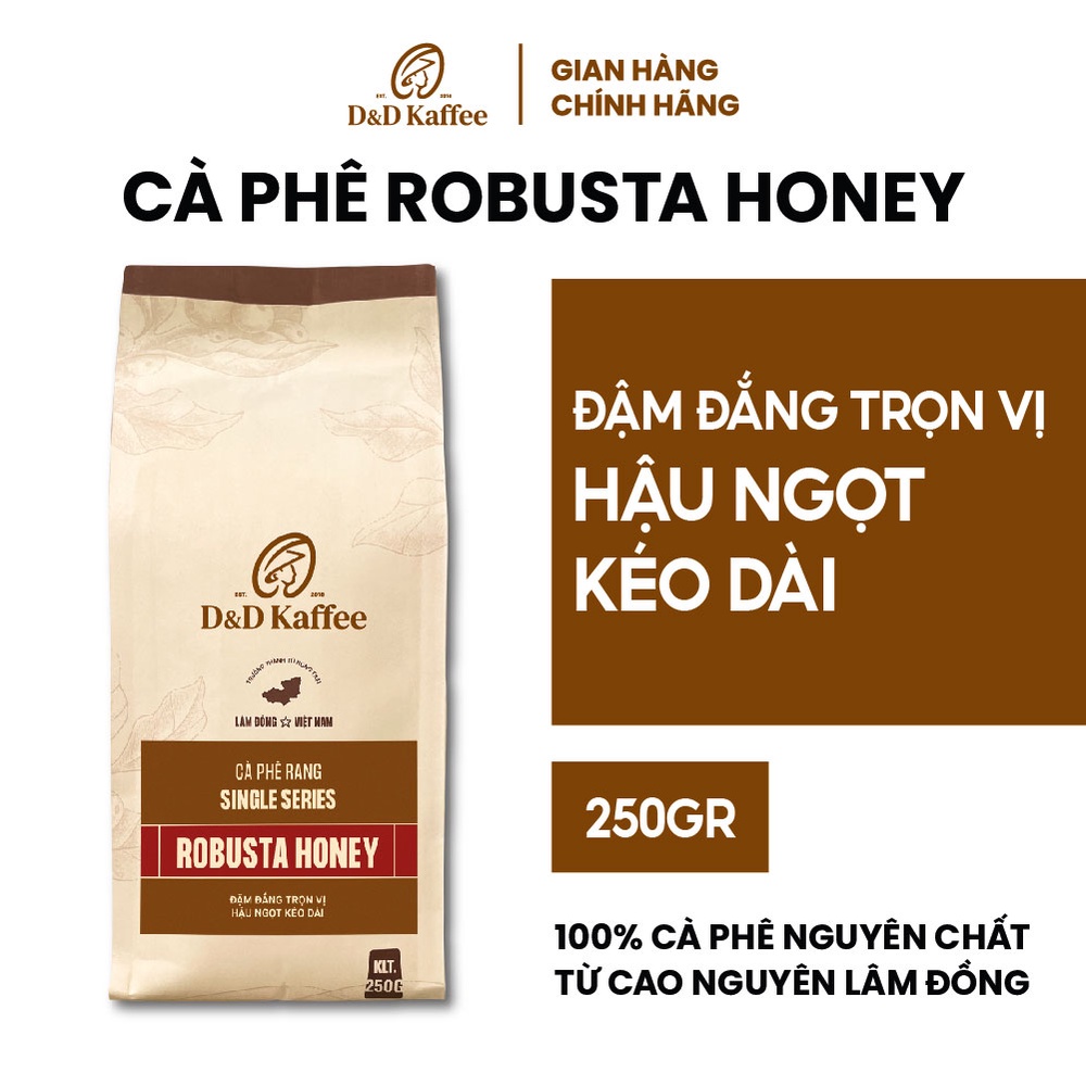 Cà phê Robusta Honey Gói 250gr/500gr, Cà phê nguyên chất 100% rang mộc - D&D Kaffee