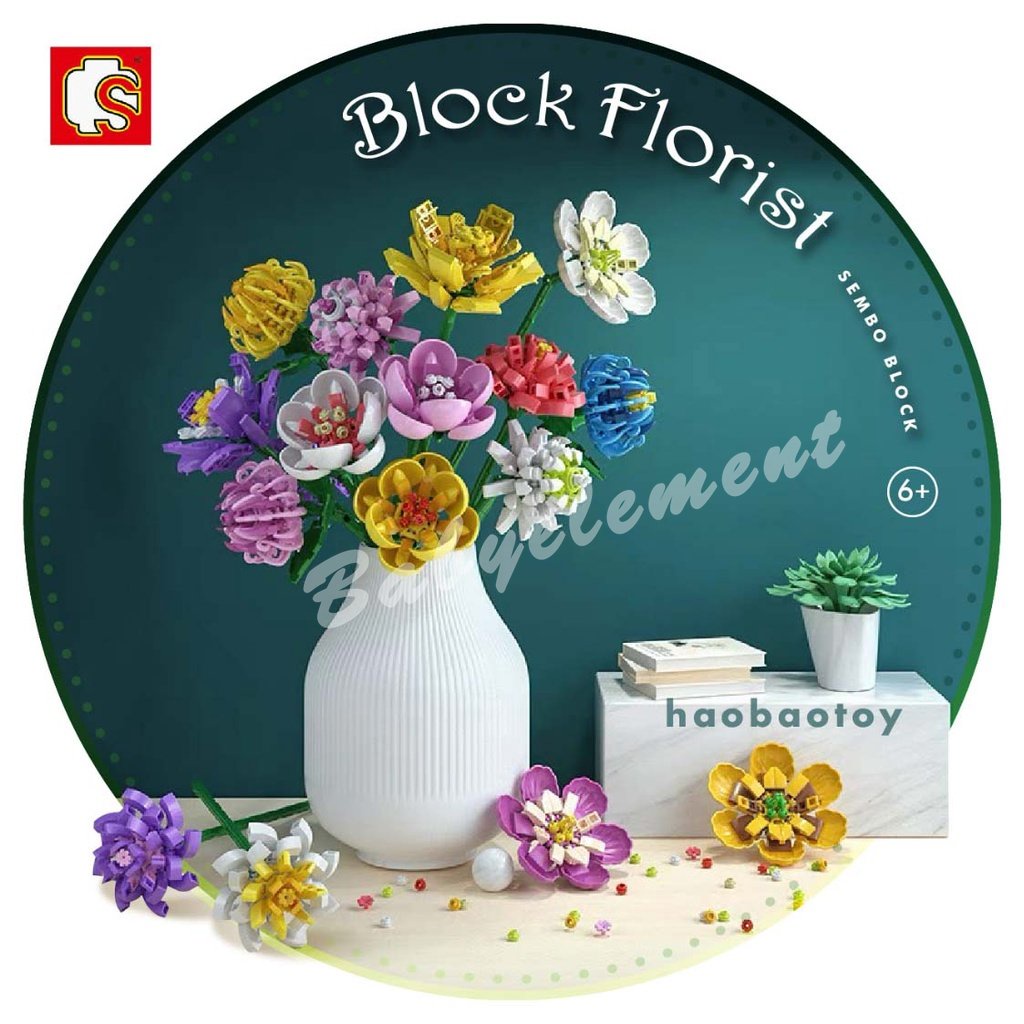 Mô Phỏng Loạt Hoa Xếp Hình Khối Xây Dựng Hoa Phòng Sáng Tạo Trang Trí Grils Nữ Quà Tặng Lãng Mạn Tự Làm Đồ Chơi