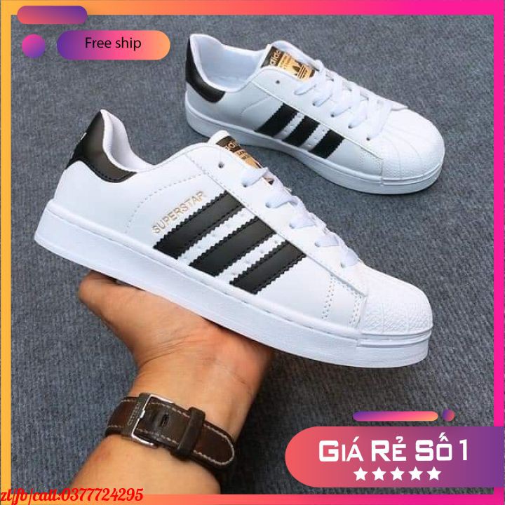 Giày Thể Thao adidas Superstar Trắng Sọc Đen Cao Cấp nam nữ full sz 36-43