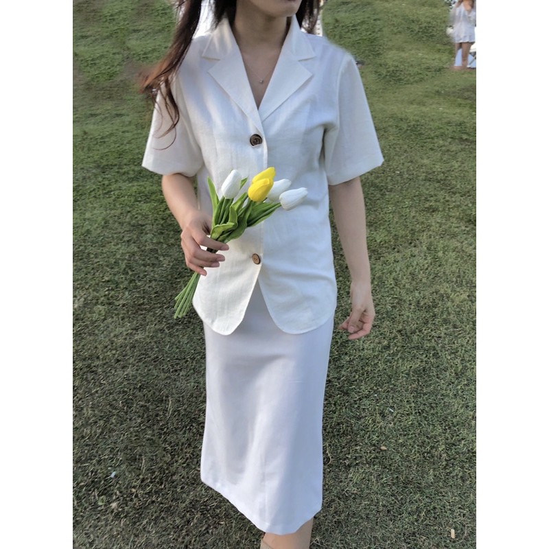 Áo khoác blazer ngắn tay đủ màu mang được 2 kiểu (nhận may theo số đo) | BigBuy360 - bigbuy360.vn