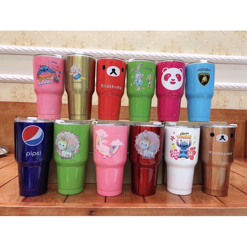 Ly giữ nhiệt thái lan 900ml tặng kèm túi ống hút và  cọ rửa ly