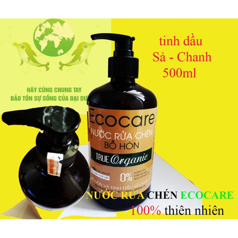 Nước rửa chén hữu cơ Ecocare tinh dầu bồ hòn và tinh dầu sả chanh