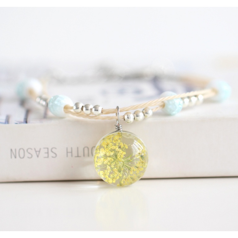Vòng Tay Hoa Khô Ép Thuỷ Tinh Tam Sinh Tam ThếClovershop68