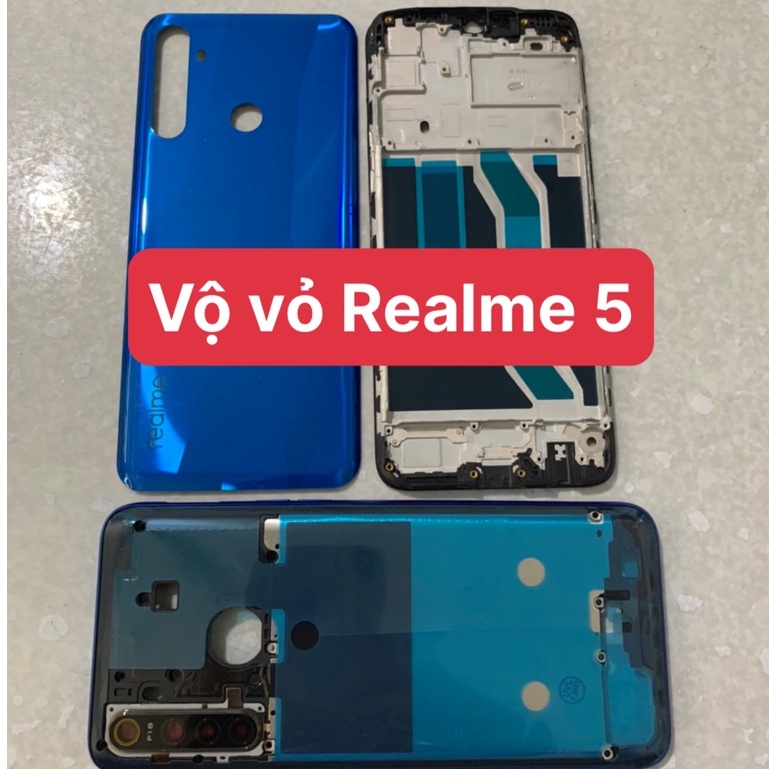 bộ vỏ Realme 5 / Realme 5s dùng chung - gồm lưng,xương,phím,kính camera