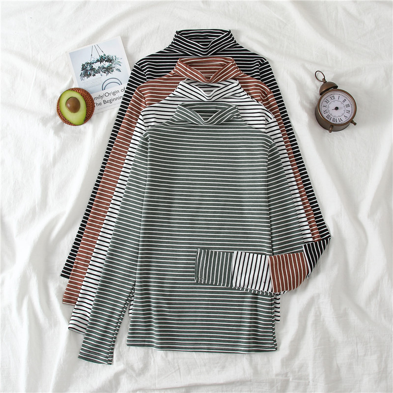 Áo thun tay dài kẻ sọc ngang trẻ trung hợp thời trang cho bạn gái