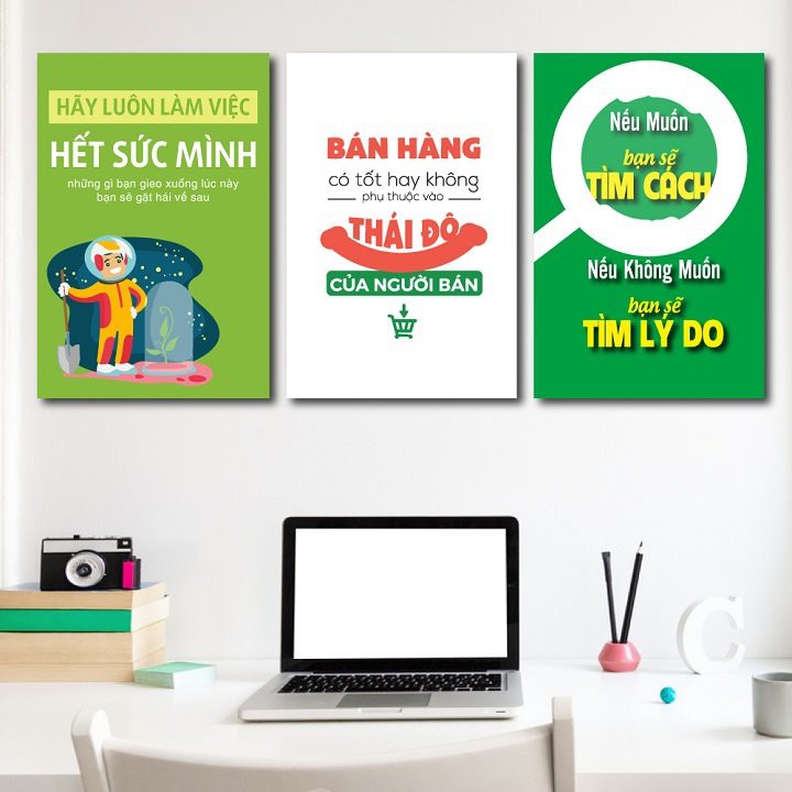 [HCM] Combo tranh Slogan tạo động lực - tranh treo tường giá xưởng - tặng kèm đinh 3 chân không cần khoan tường