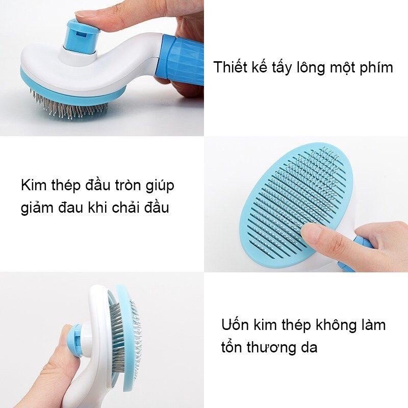Lược Chải Lông Cho Chó Mèo Có Nút Bấm Giúp Massage Không Làm Đau Thú Cưng