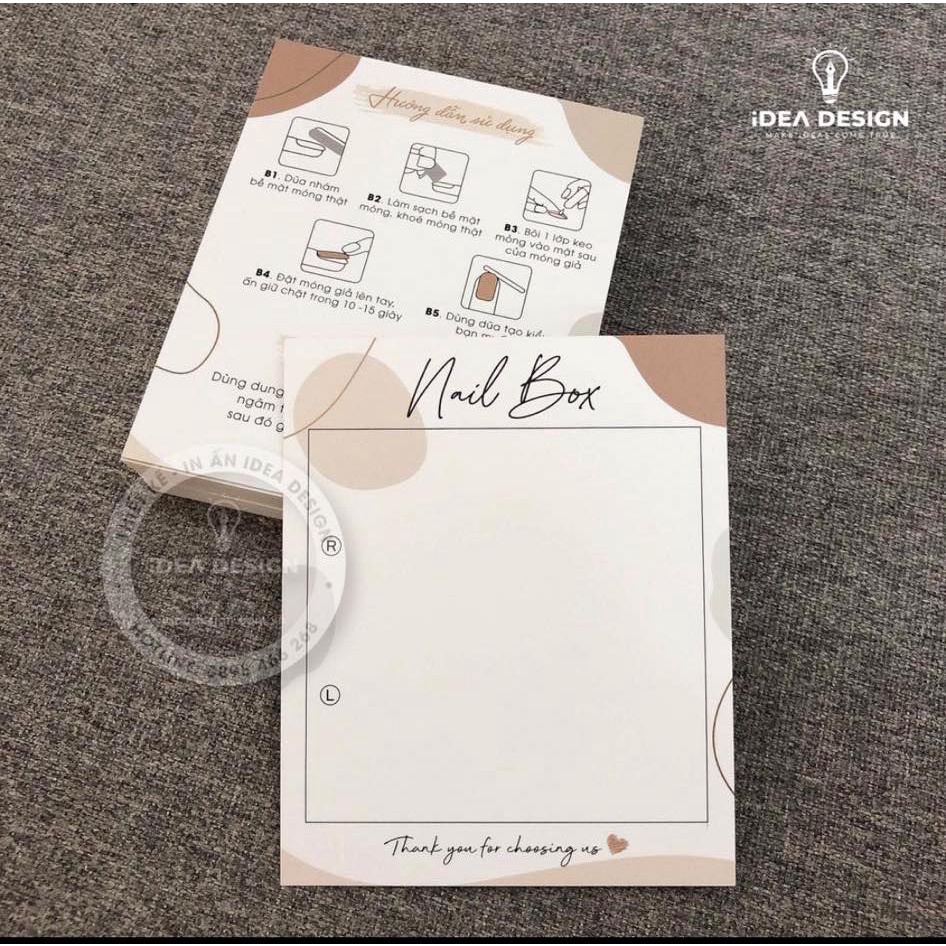 Bìa Nailbox giá tại xưởng.50k/100 tấm. Gắn Móng Tay Giả, Thẻ Nail Box - Size 9x11cm  - Màu Nâu Sang Trọng