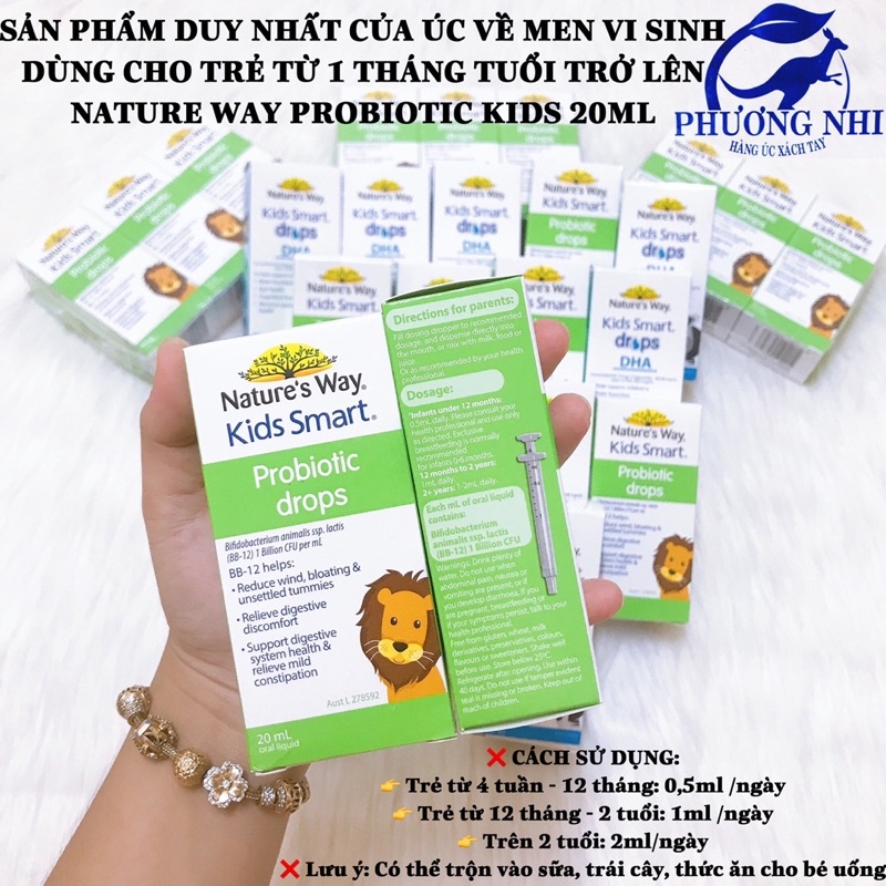 FULL BILL BAY AIR- MEN VI SINH NATURE'S WAY KIDS SMART DROPS PROBIOTIC 20ML