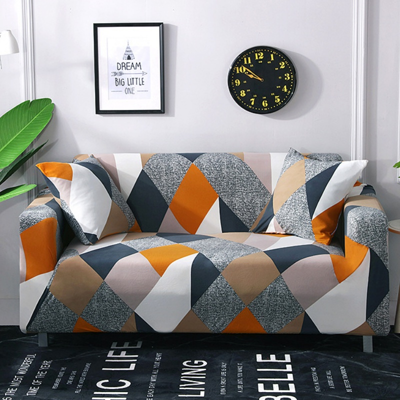 Vỏ Bọc Ghế Sofa 1 / 2 / 3 / 4 Chỗ Ngồi Hình Chữ L Họa Tiết Kẻ Sọc Chất Liệu Co Giãn Trang Trí Phòng Khách