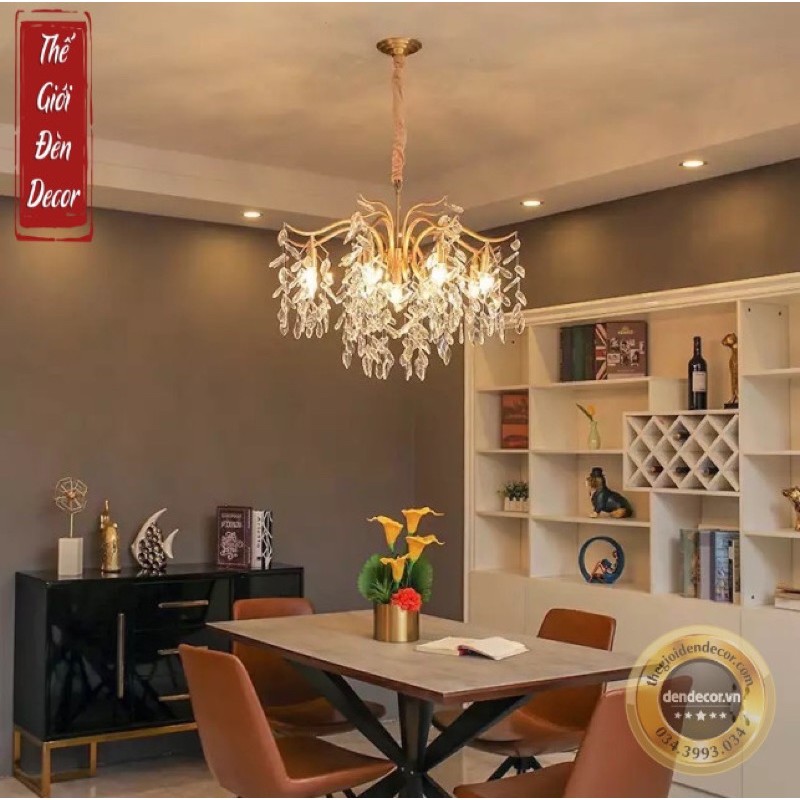 Đèn chùm pha lê cao cấp T105 , đèn trang trí phòng khách,bàn ăn phale rũ 9 bóng