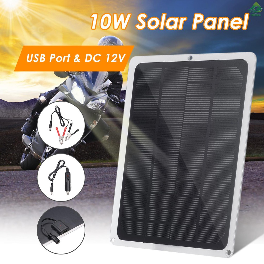 Tấm Pin Năng Lượng Mặt Trời 12v-battery Dc12v 10w Có Cổng Sạc Usb Tiện Dụng Cho Hoạt Động Ngoài Trời