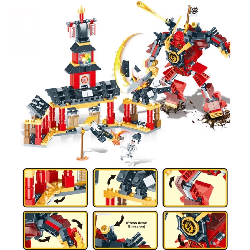 Lego con trai lắp ghép người sắt chiến đấu toà tháp canh phòng