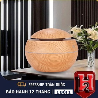 ❤️ tặng kèm tinh dầu❤️máy xông tinh dầu vân gỗ hình tròn