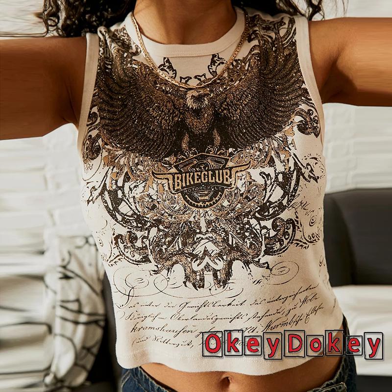 Áo Ba Lỗ Dáng Ôm In Họa Tiết Totem Thời Trang Hè Cho Nữ Okdk-Y2K