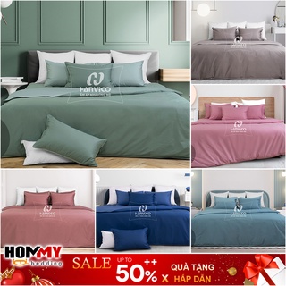 [Nhiều Mẫu] 🍁 Bộ Chăn Ga Gối 🍁 Hanvico Living dòng trơn màu vải cotton cao cấp (ga chun, vỏ chăn, đôi vỏ gối)