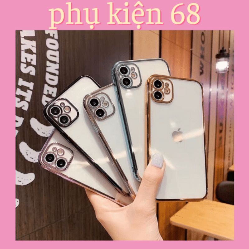 Ốp lưng iPhone trong suốt viền màu mạ vàng giả ip12 sang chảnh 6s/6splus/7/7plus/8plus/x/xs/xsmax/11/11promax