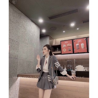SET VEST SƠMI CHÂN VÁY PLI (KÈM VIDEO HÌNH THẬT)