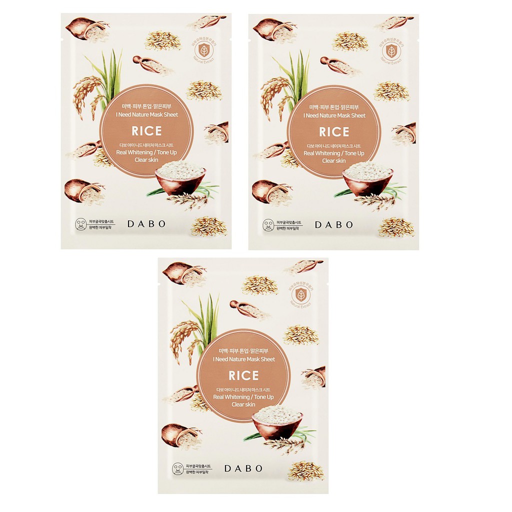 Hàng chính hãng- 4 Đắp mặt nạ gạo trắng da DABO I NEED NATURE RICE hàn quốc 23ml/gói