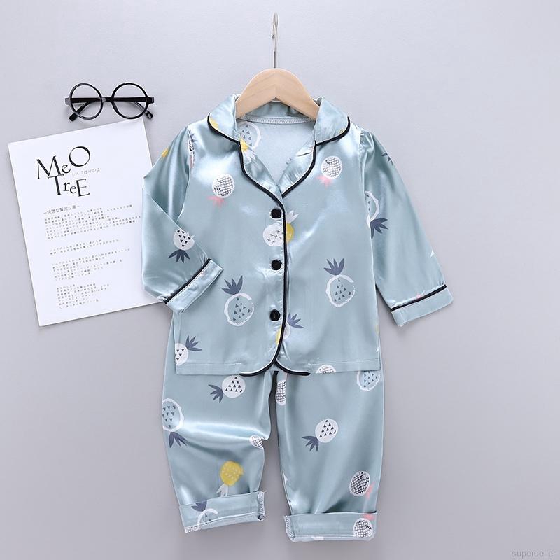Bộ đồ ngủ pijama dài tay họa tiết đáng yêu cho bé trai từ 1-6 tuổi