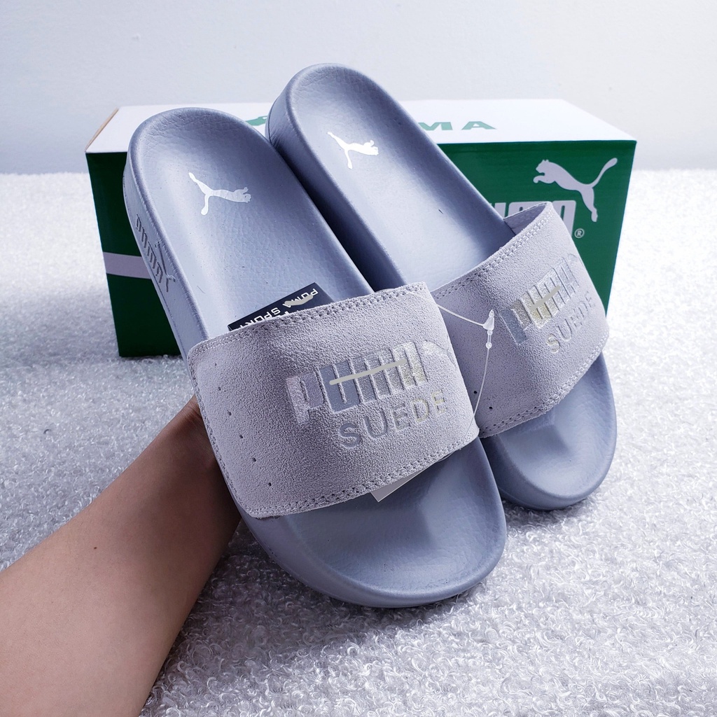 Dép da lộn chữ dập nổi êm chân