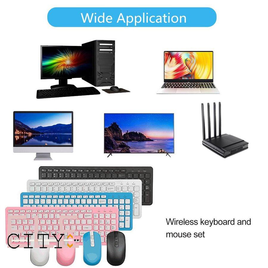 Set 2 Bàn Phím Và Chuột Không Dây 2.4g Cho Pc Laptop Tv