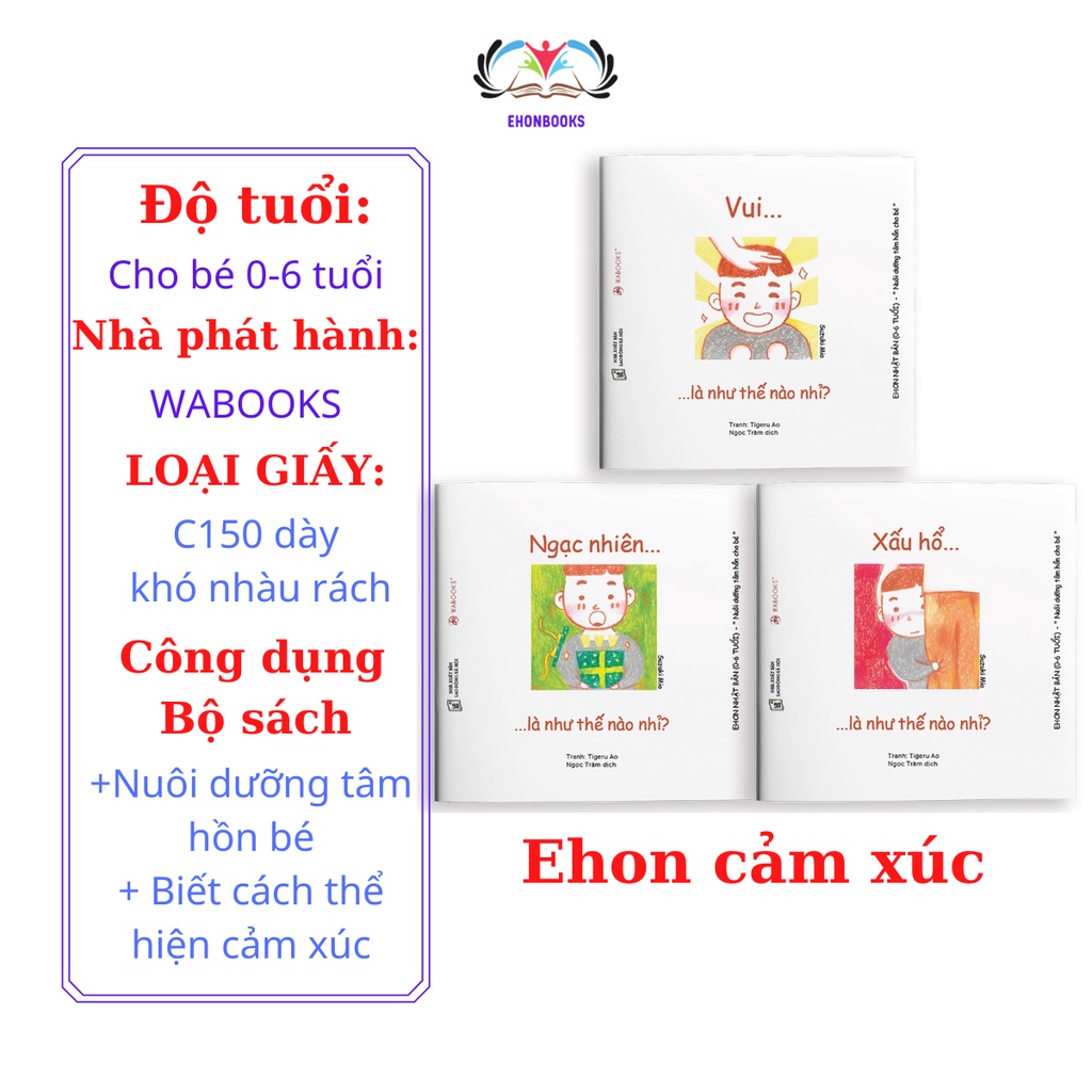 Sách Ehon Điều kì diệu Cảm xúc Ehon Nhật Bản cho bé từ 0 6 tuổi wabooks combo 3 cuốn
