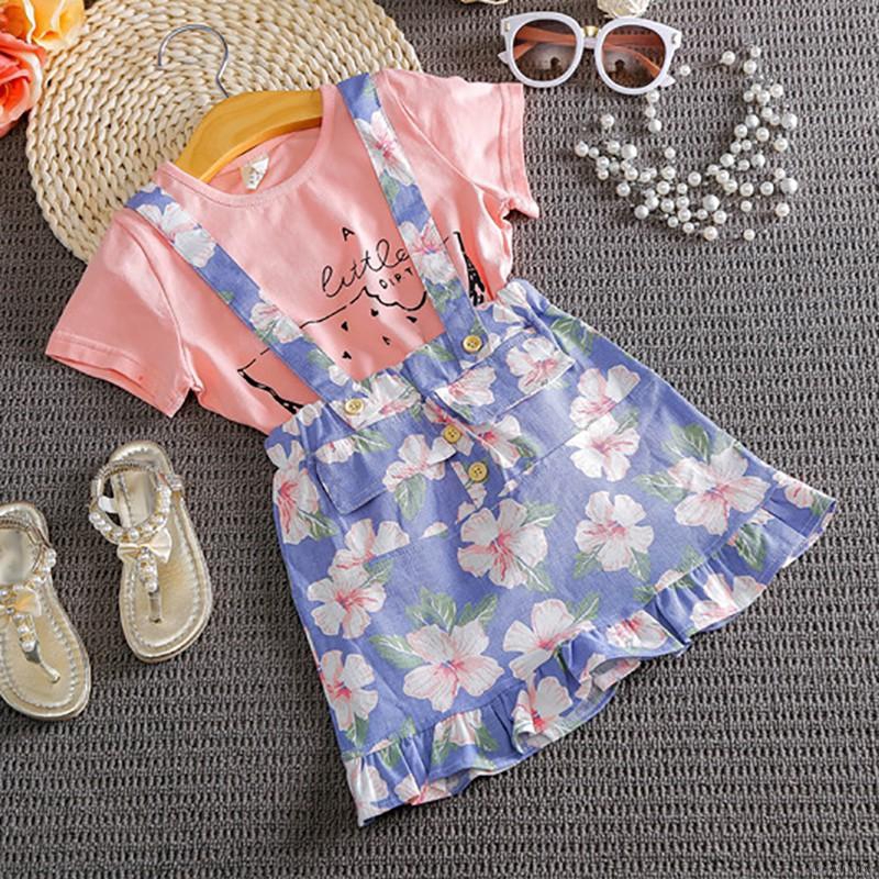 Bộ áo thun + chân váy hoạ tiết dưa hấu cho bé