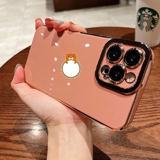Ốp Điện Thoại Silicon Dẻo Màu Hồng Mạ Viền 6D Chống Sốc Bảo Vệ Ống Kính Cho iPhone 13 Pro MAX 12 11 Pro X XR X XS MAX 7 8 Plus SE 2020